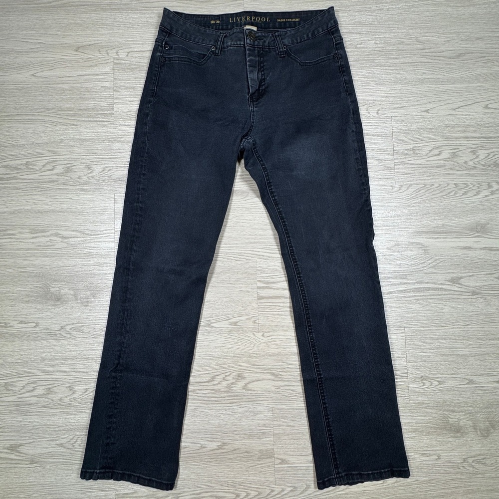 Liverpool Women Jeans Sadie Straight Black 10/30‎ Stretch Denim